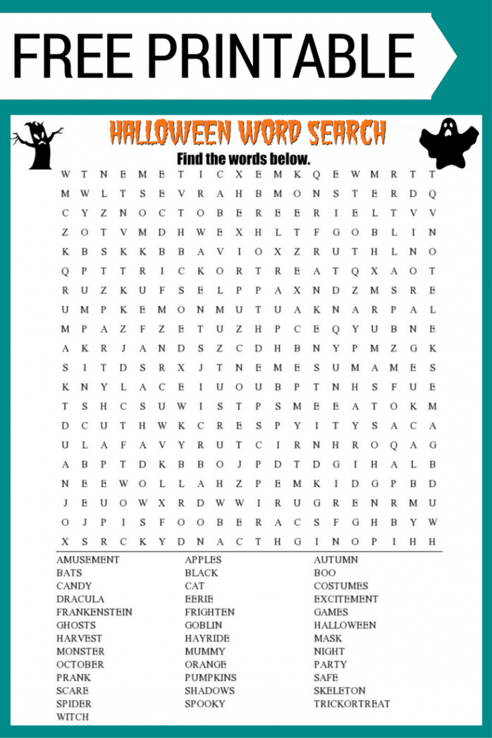 Halloween Word Search Printable (FREE Download!)