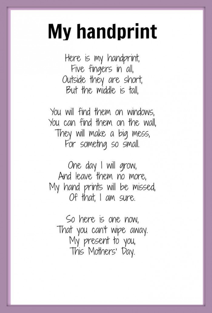 Handprint Poem  Mother