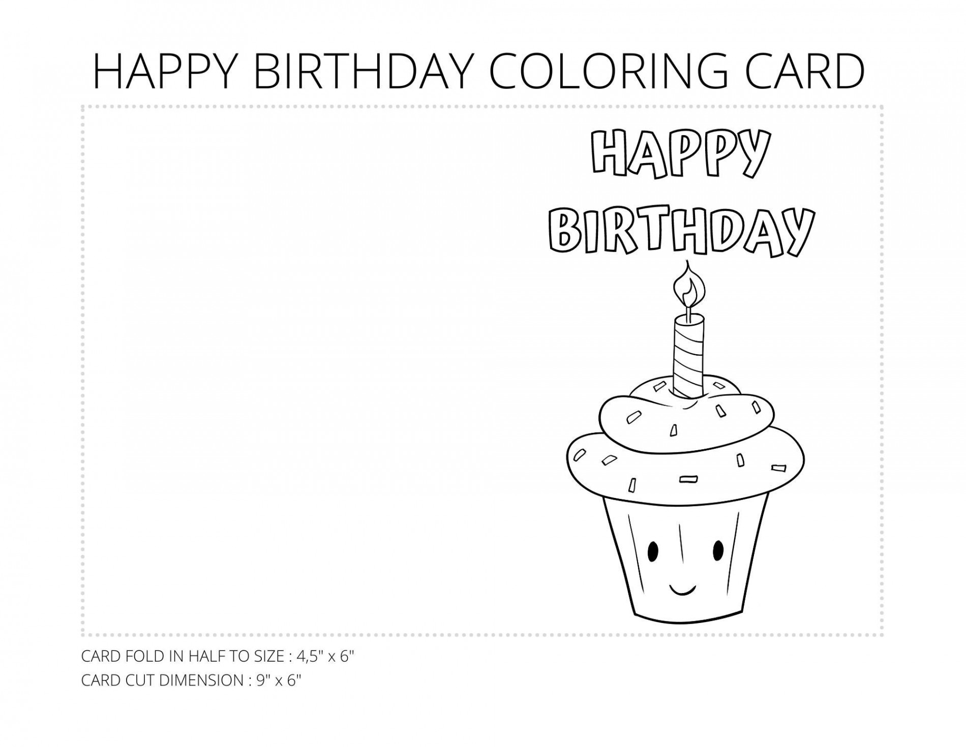 HAPPY BIRTHDAY Printable Coloring Card Birthday Card Printable