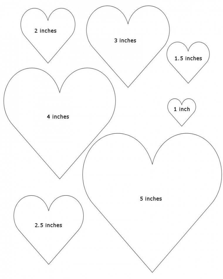 Heart different size template  Heart shapes template, Printable