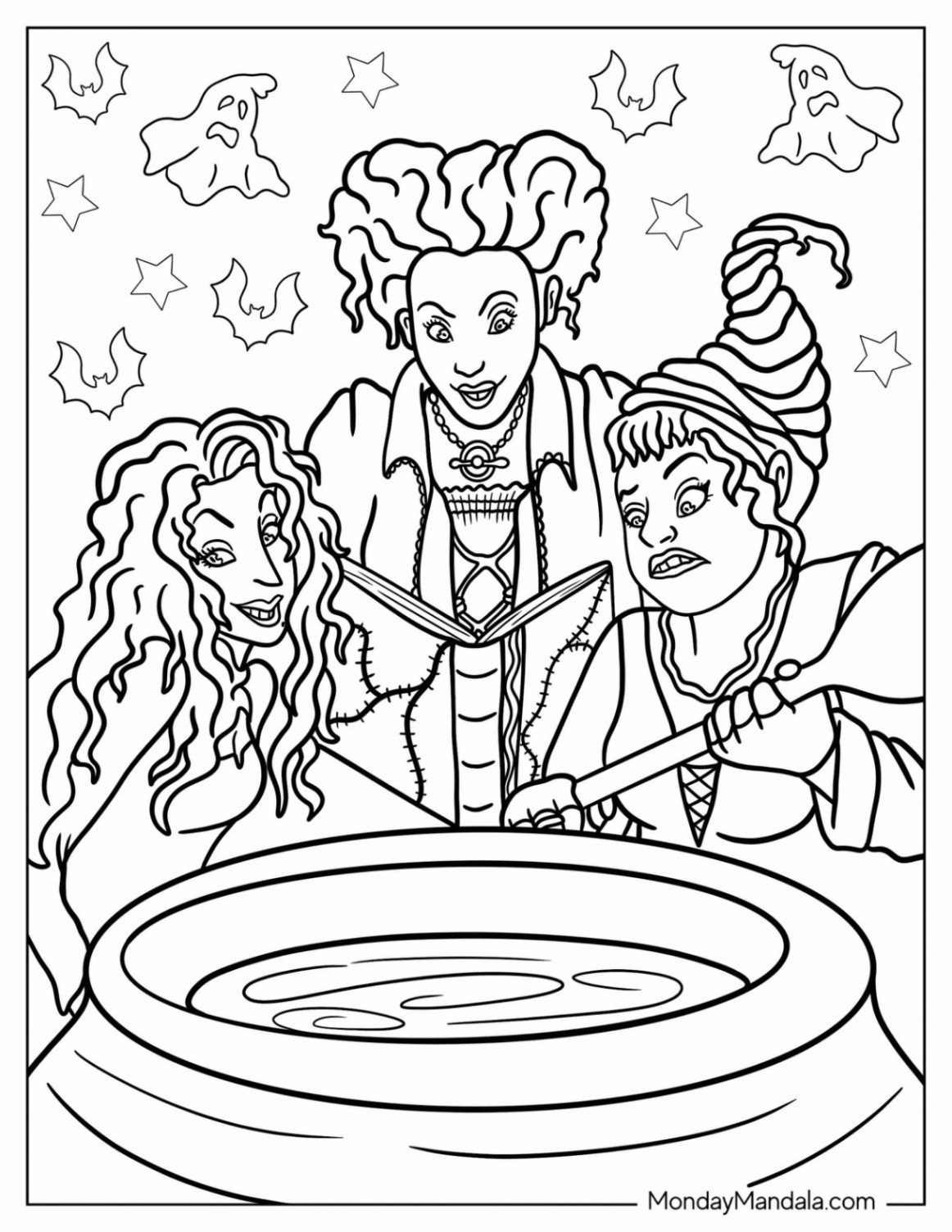 Hocus Pocus Coloring Pages (Free PDF Printables)