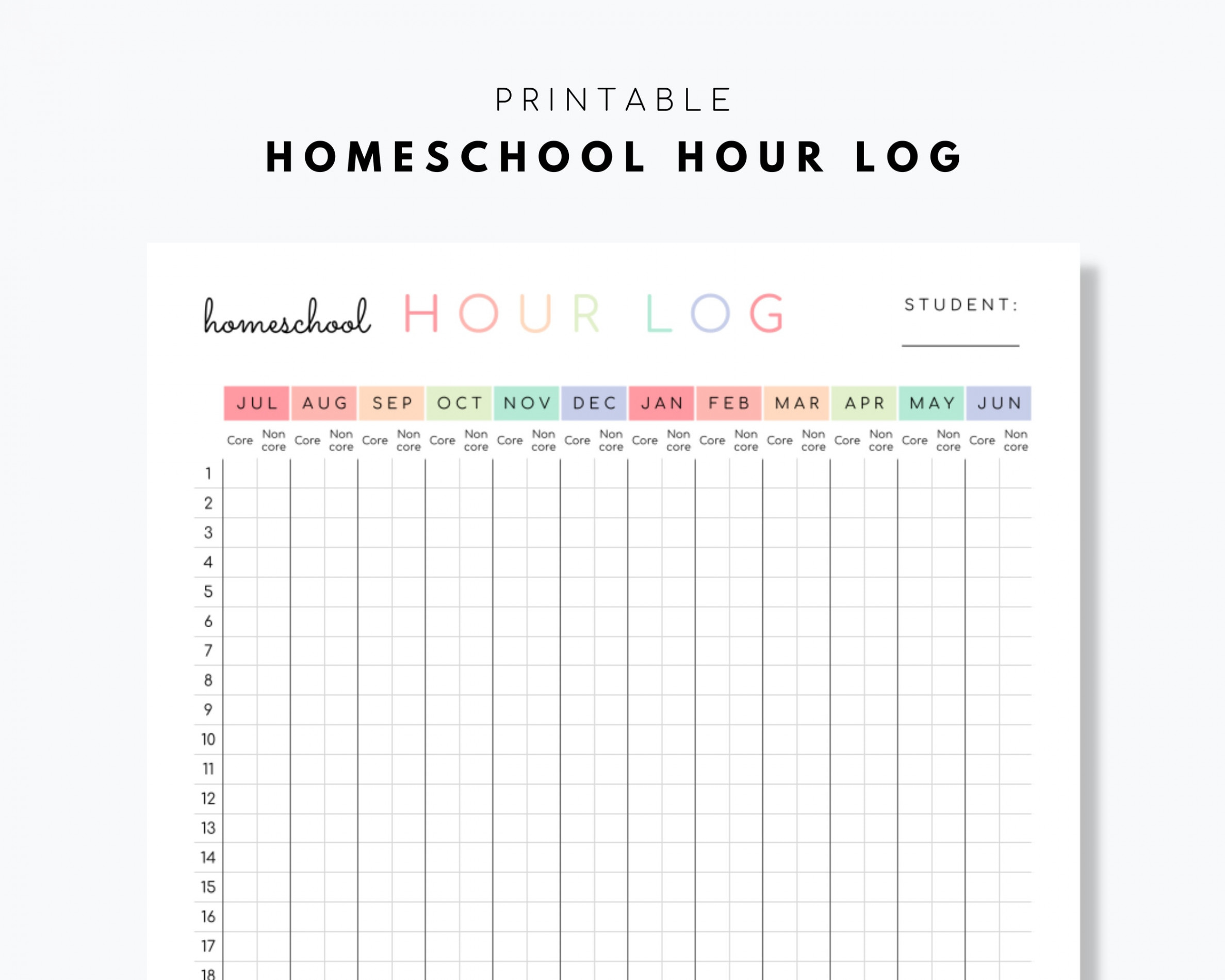 Homeschool Hour Log Printable - Etsy