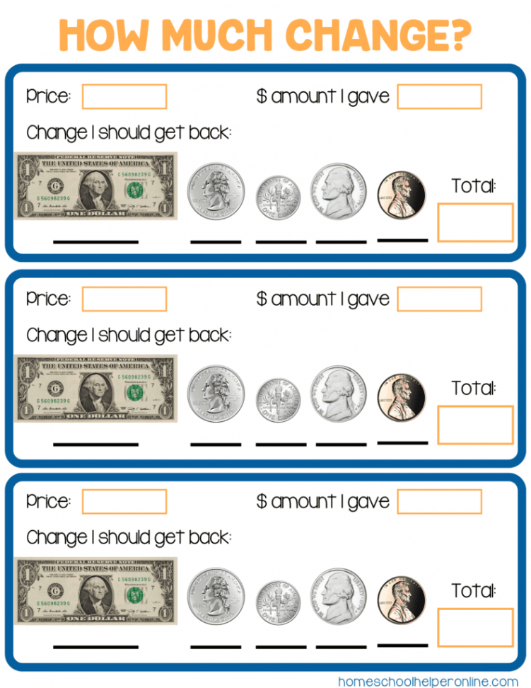 How Much Change? Money Math Worksheets for Elementary Students