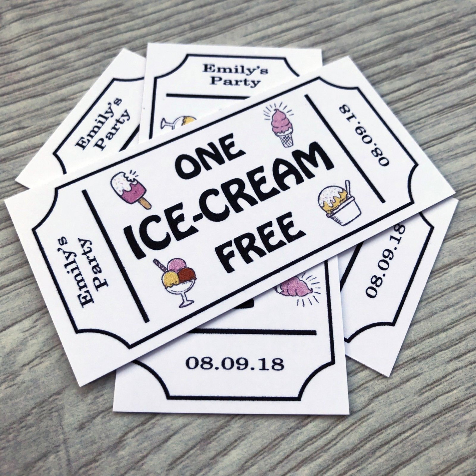 Ice Cream Tokens Personalised Wedding Tickets Qty  White - Etsy