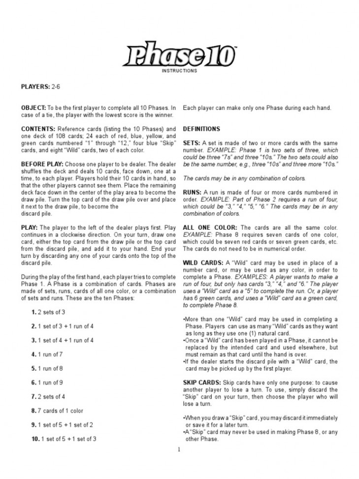 Instruções PHASE   PDF  Gambling  Leisure Activities