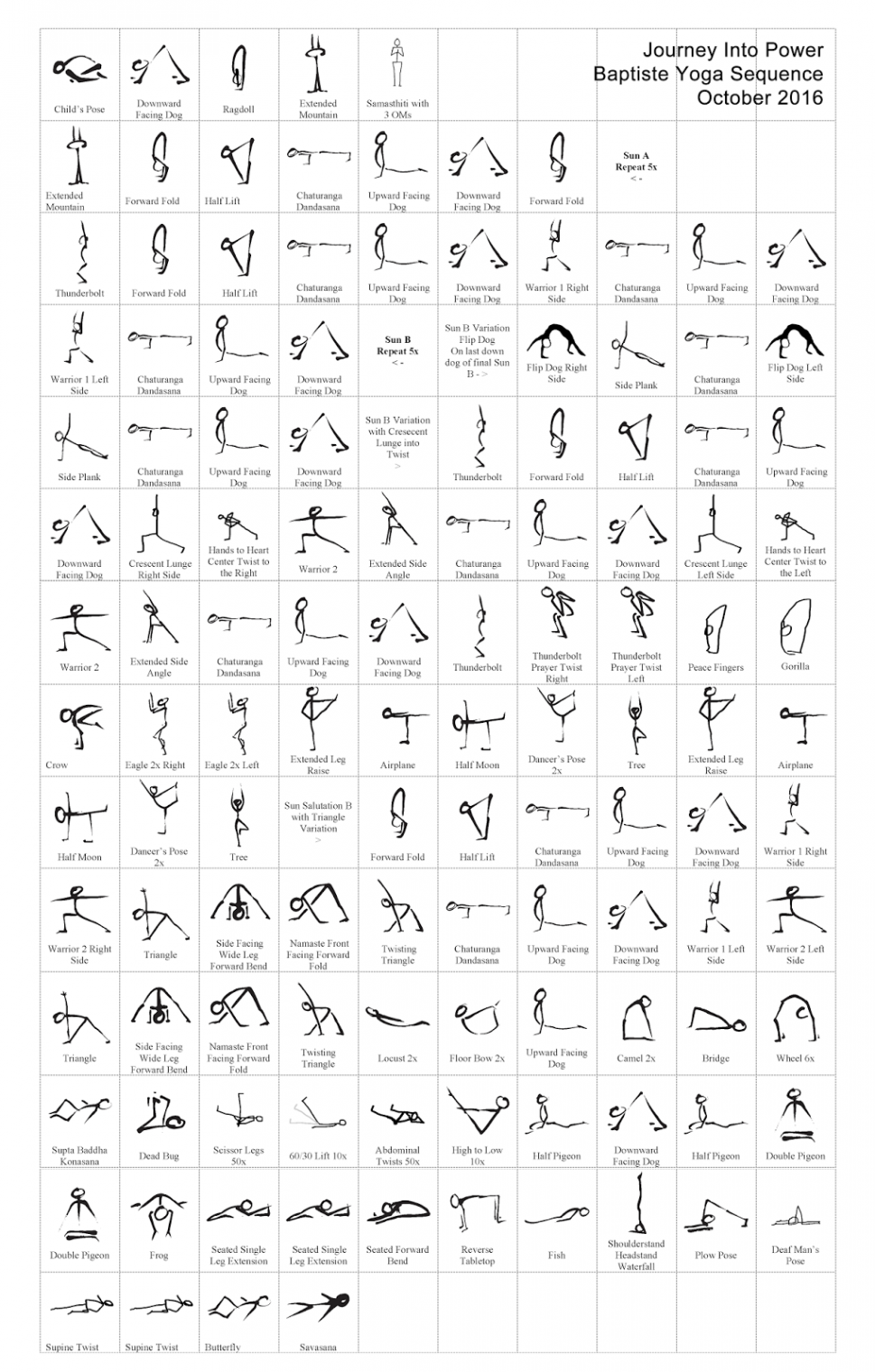 Journey Into Power Sequence (all poses and transitions) - Jen Tech