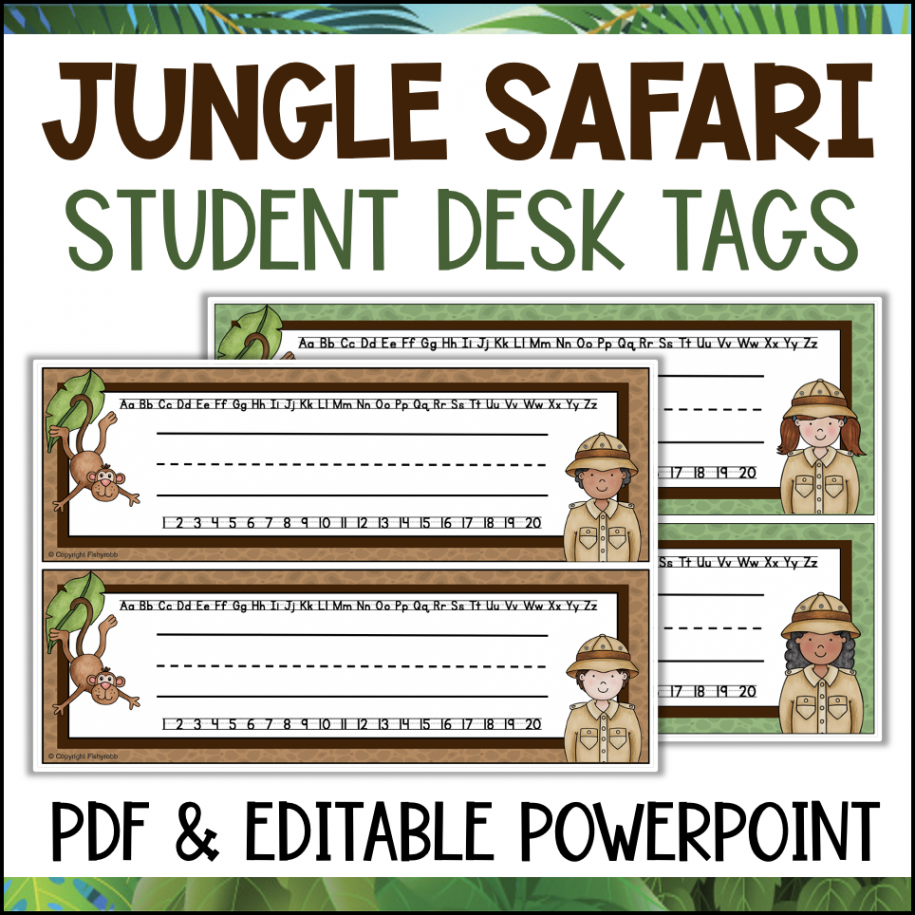 Jungle Safari Wild Animal Theme Desk Name Tags  Made By Teachers