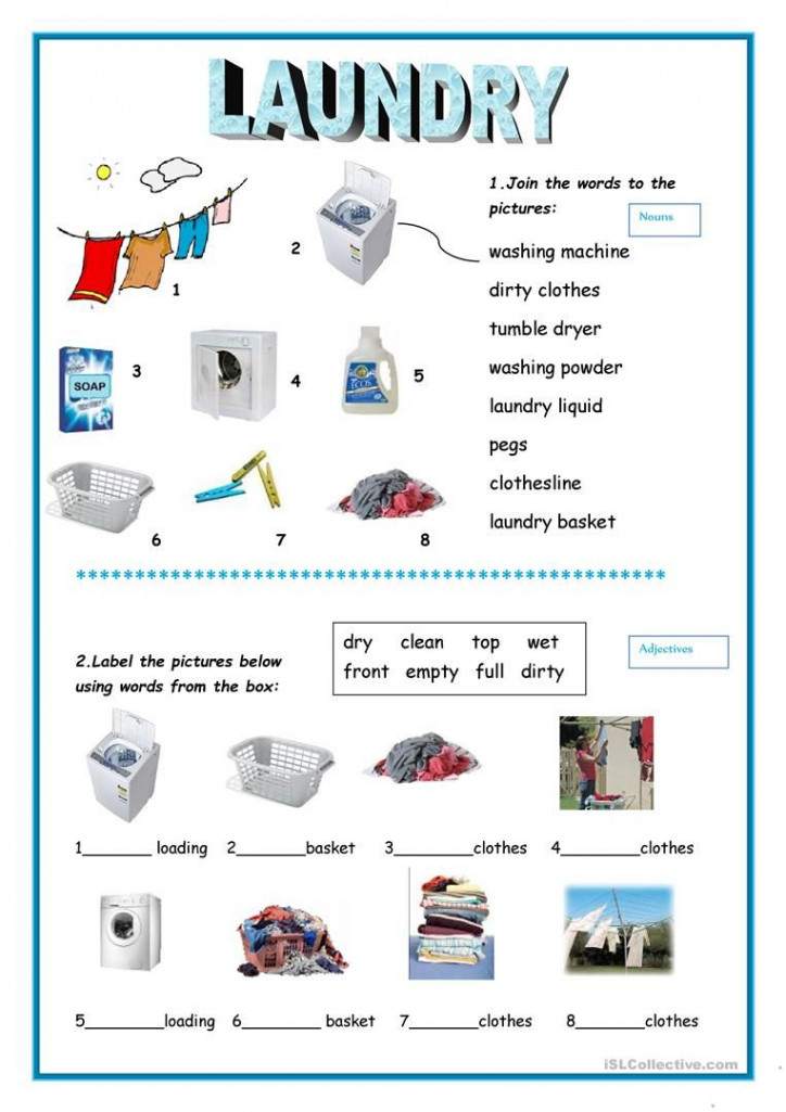 Laundry - English ESL Worksheets for distance learning and