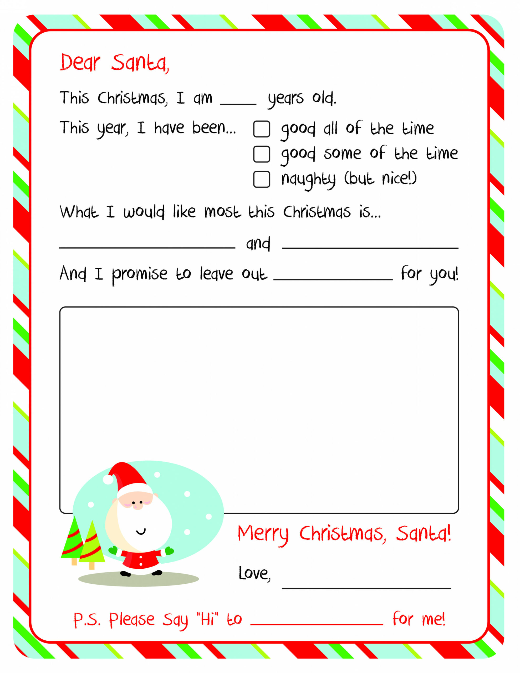 Letter to Santa – Free Printable