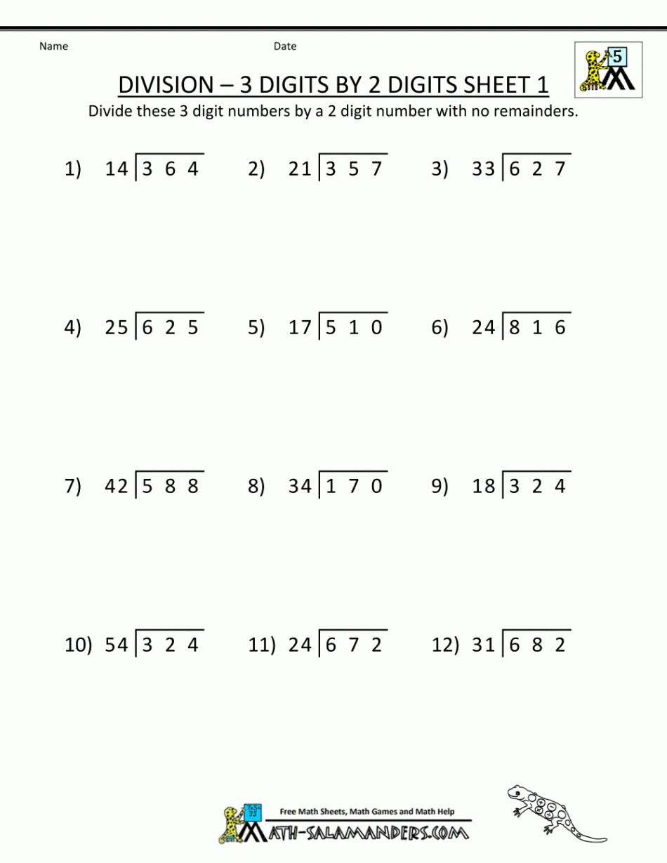 Long Division Worksheets for th Grade