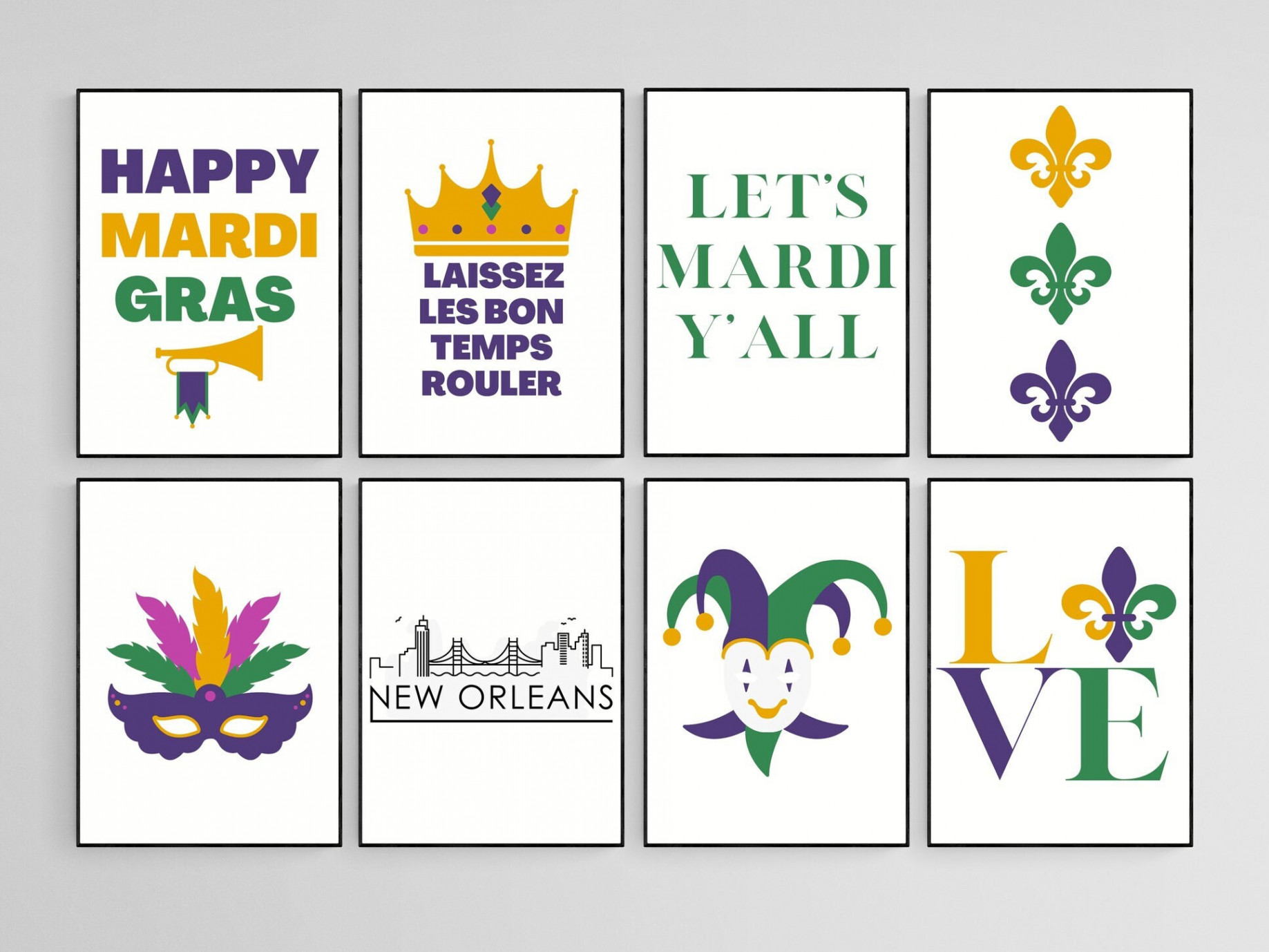 Mardi Gras Decor Set of  PRINTABLES Mardi Gras Decorations - Etsy