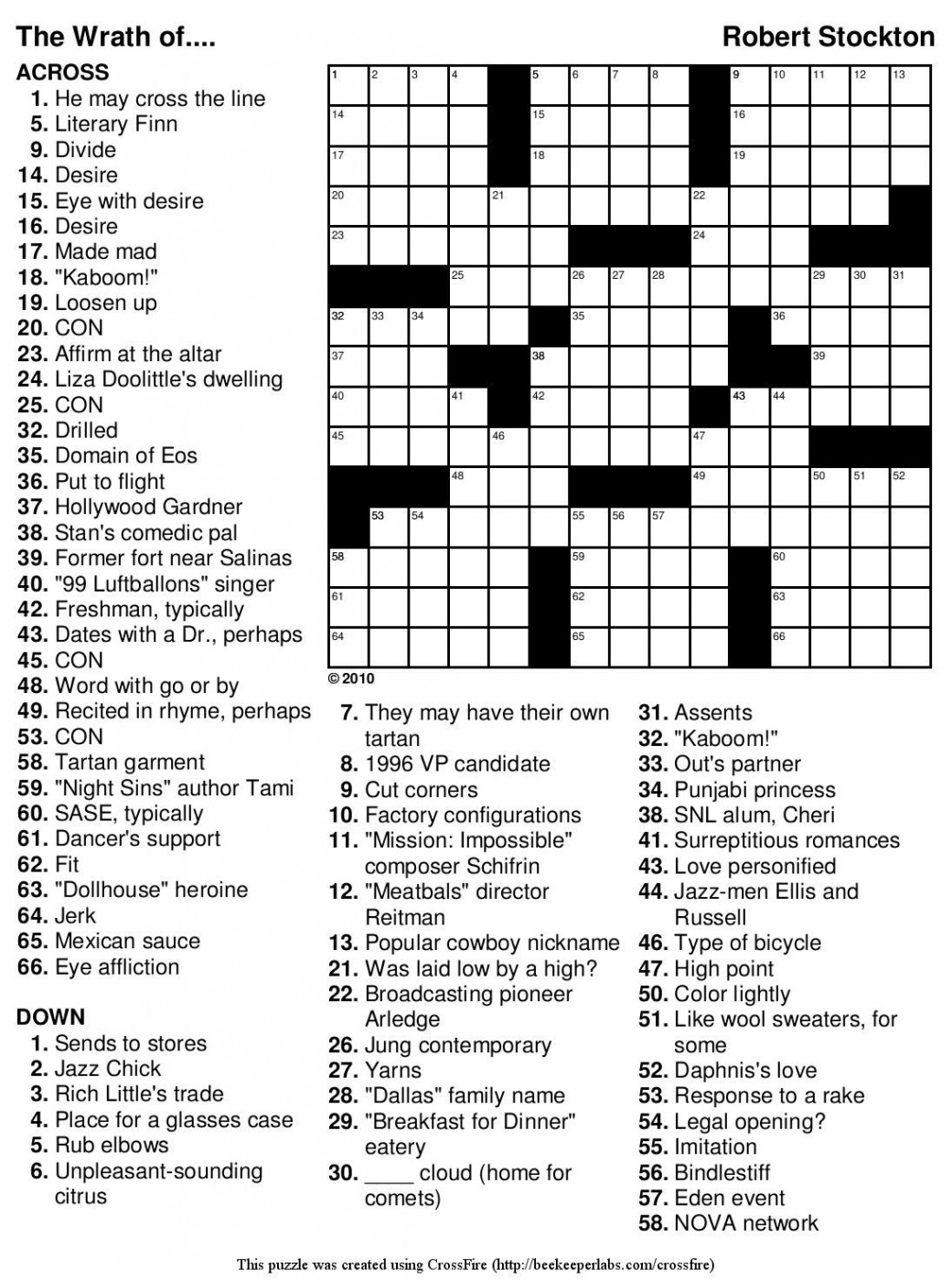 Medium Difficulty Printable Crossword Puzzles  Printable