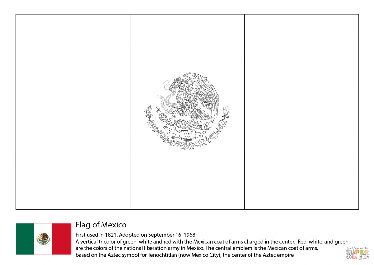 Mexico Coloring Pages Printable - AZ Coloring Pages  Flag