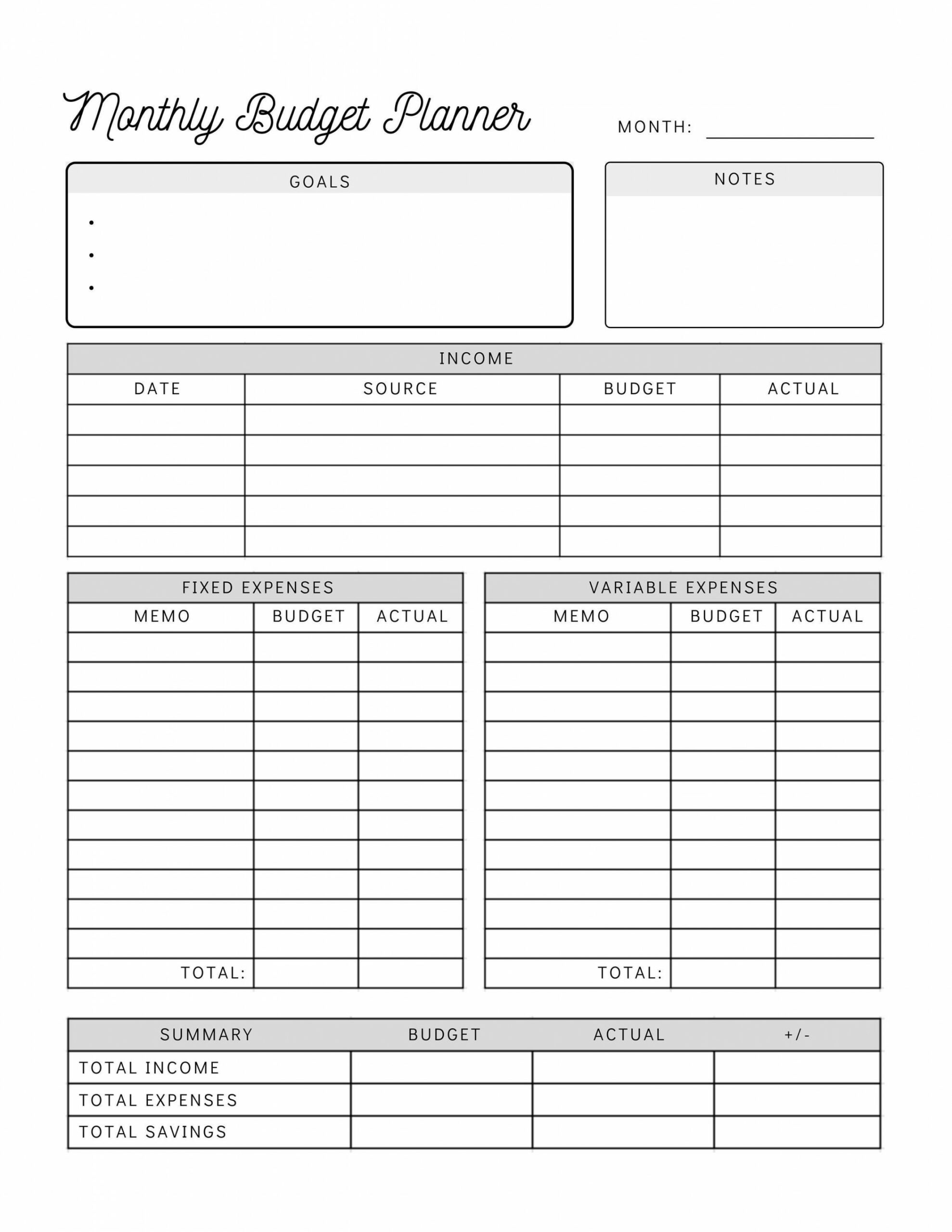 Monthly Budget Planner Printable  Simple Budget Worksheet Personal Budget  Template  Instant Download