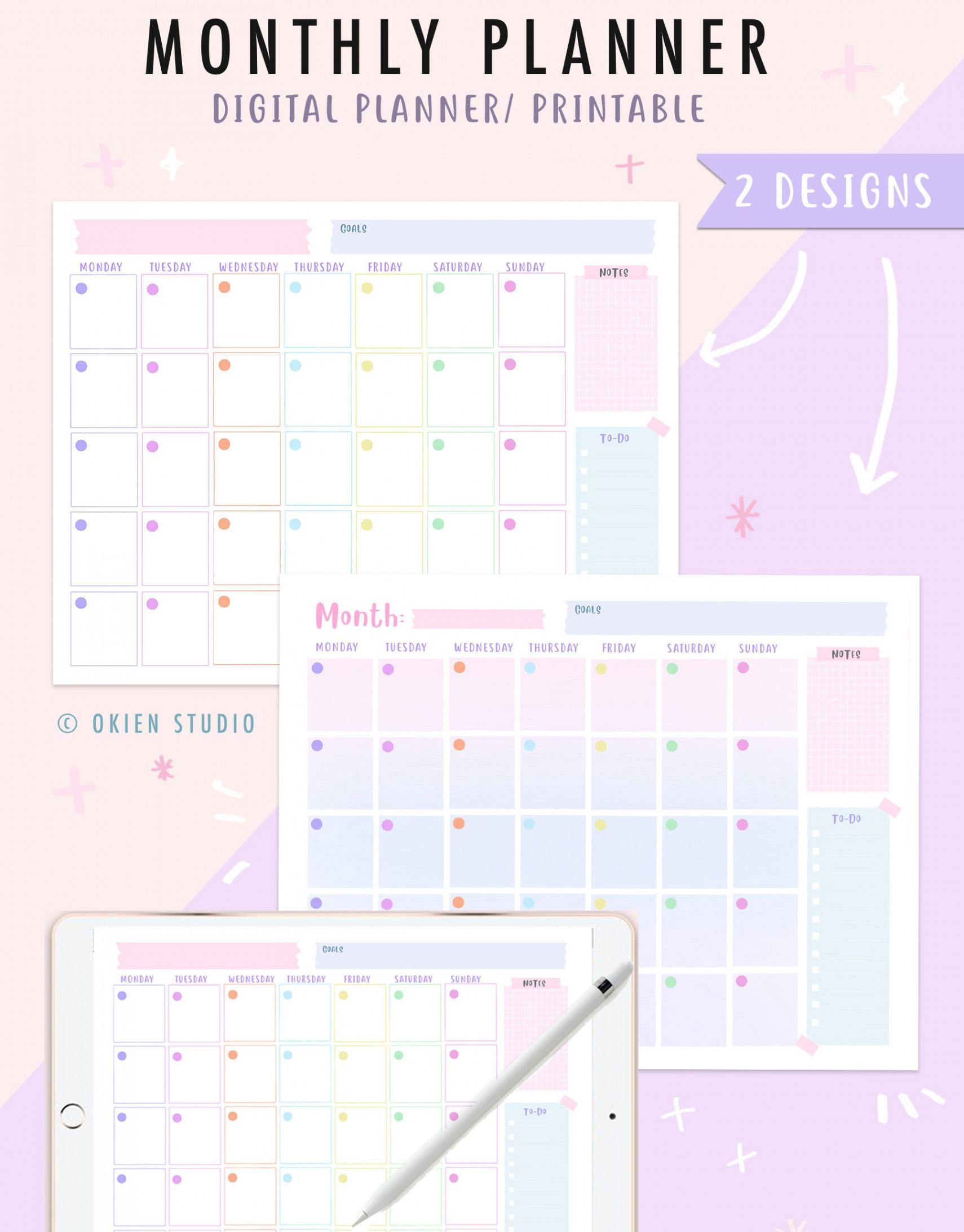 Monthly Planner Printable & Goodnotes Unicorn Color - Etsy