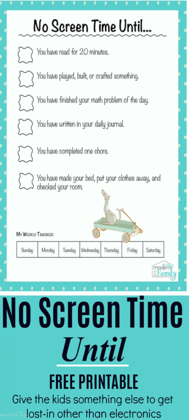 No Screen Time Until Free Printable Sheet (a pre- screentime