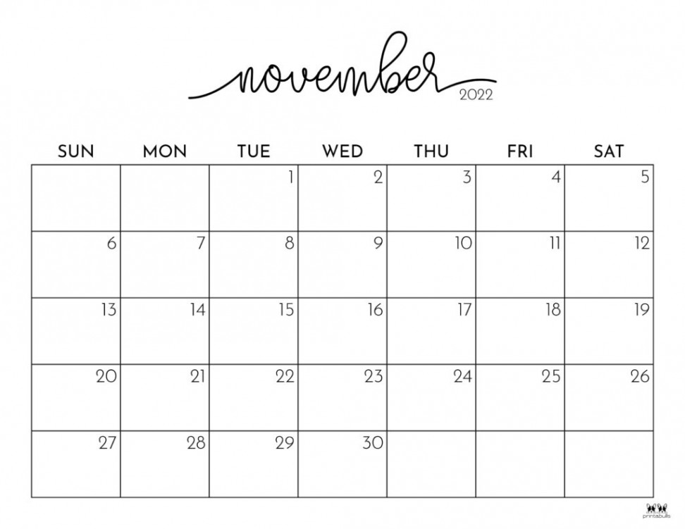 November  Calendars -  FREE Printables  Printabulls