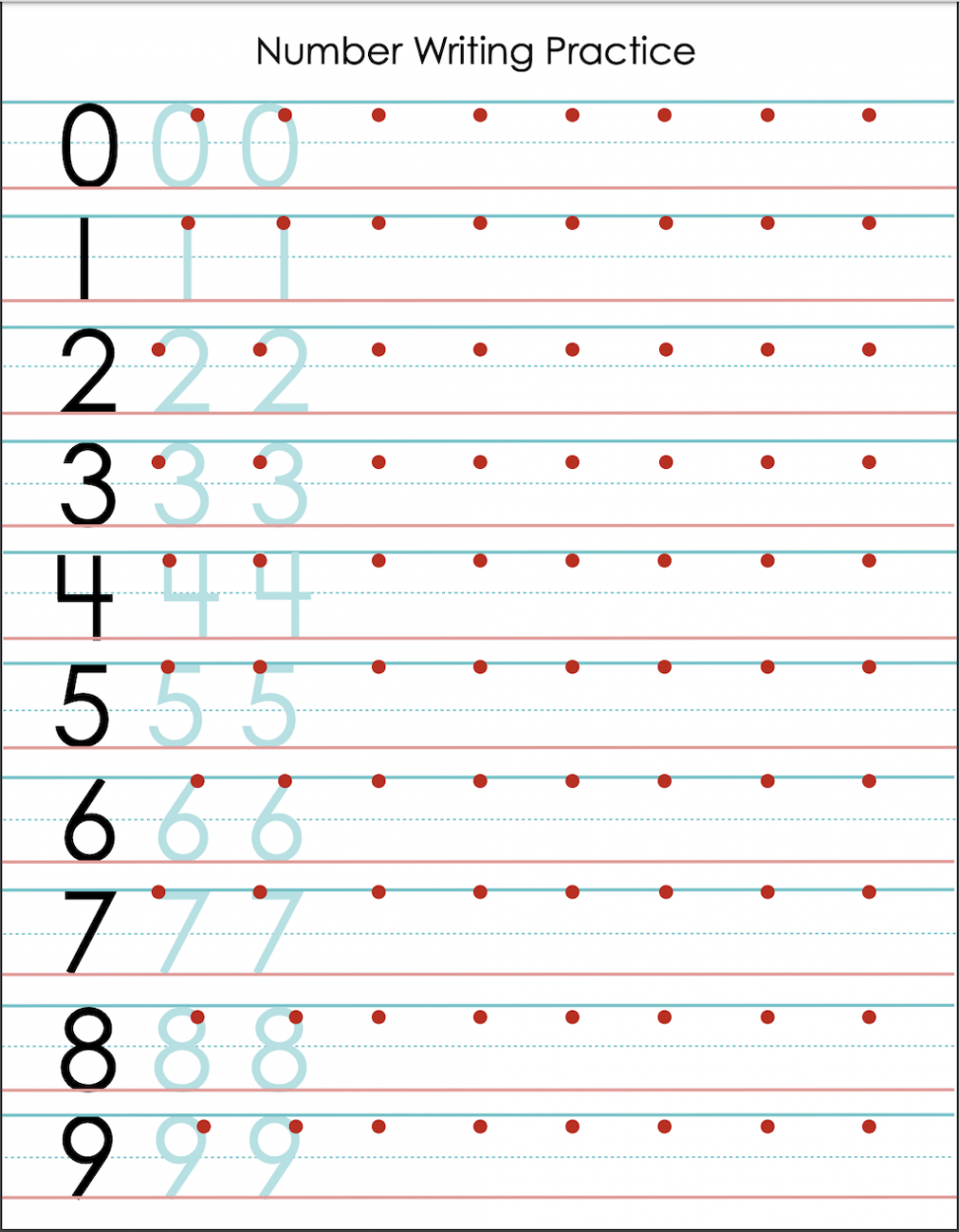 Number Writing Practice Sheet (Free Printable) - Flanders Family