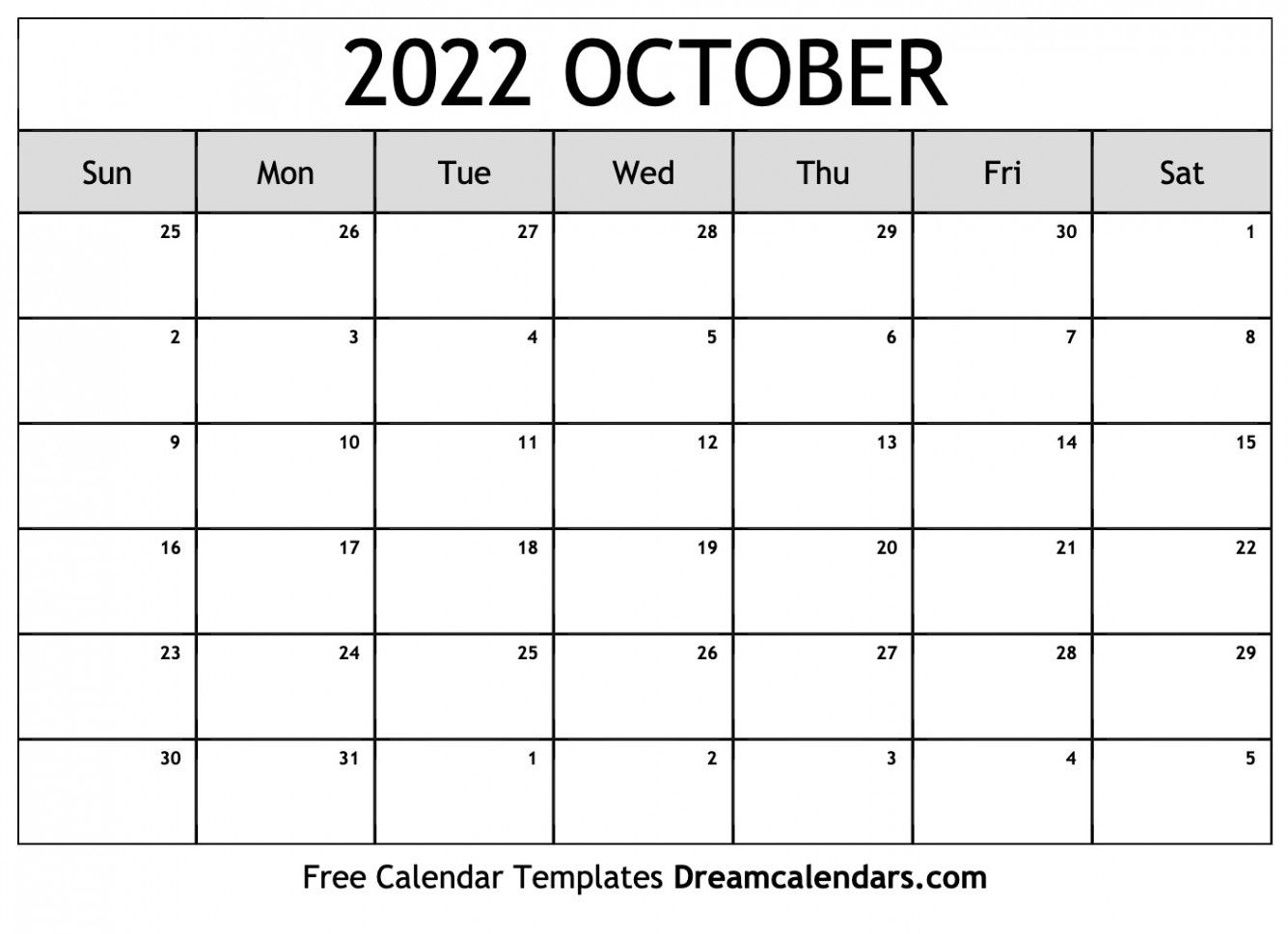 October  calendar  Free blank printable with holidays