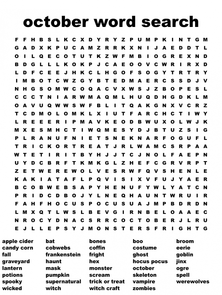 october word search - WordMint