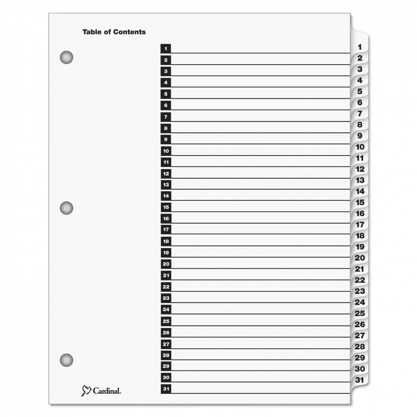 OneStep Printable Table of Contents and Dividers by Cardinal