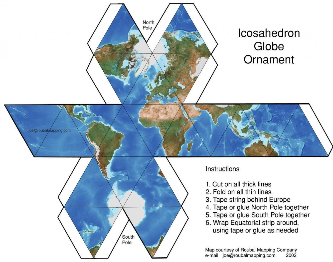 Papercraft Globe Diy Icosahedron Globe Motif Maps & Globes