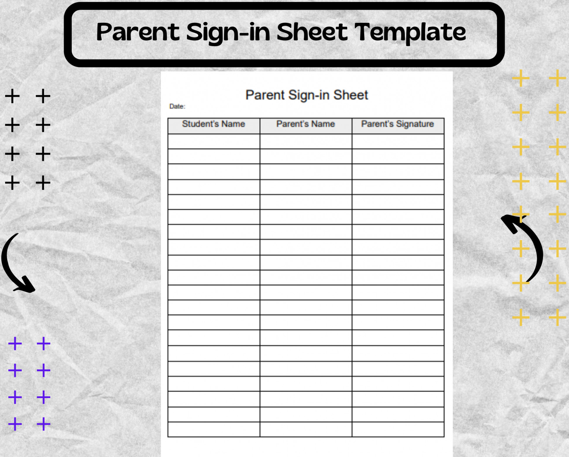 Parent Sign-in Sheet Parent Sign-in Sheet Template parent - Etsy