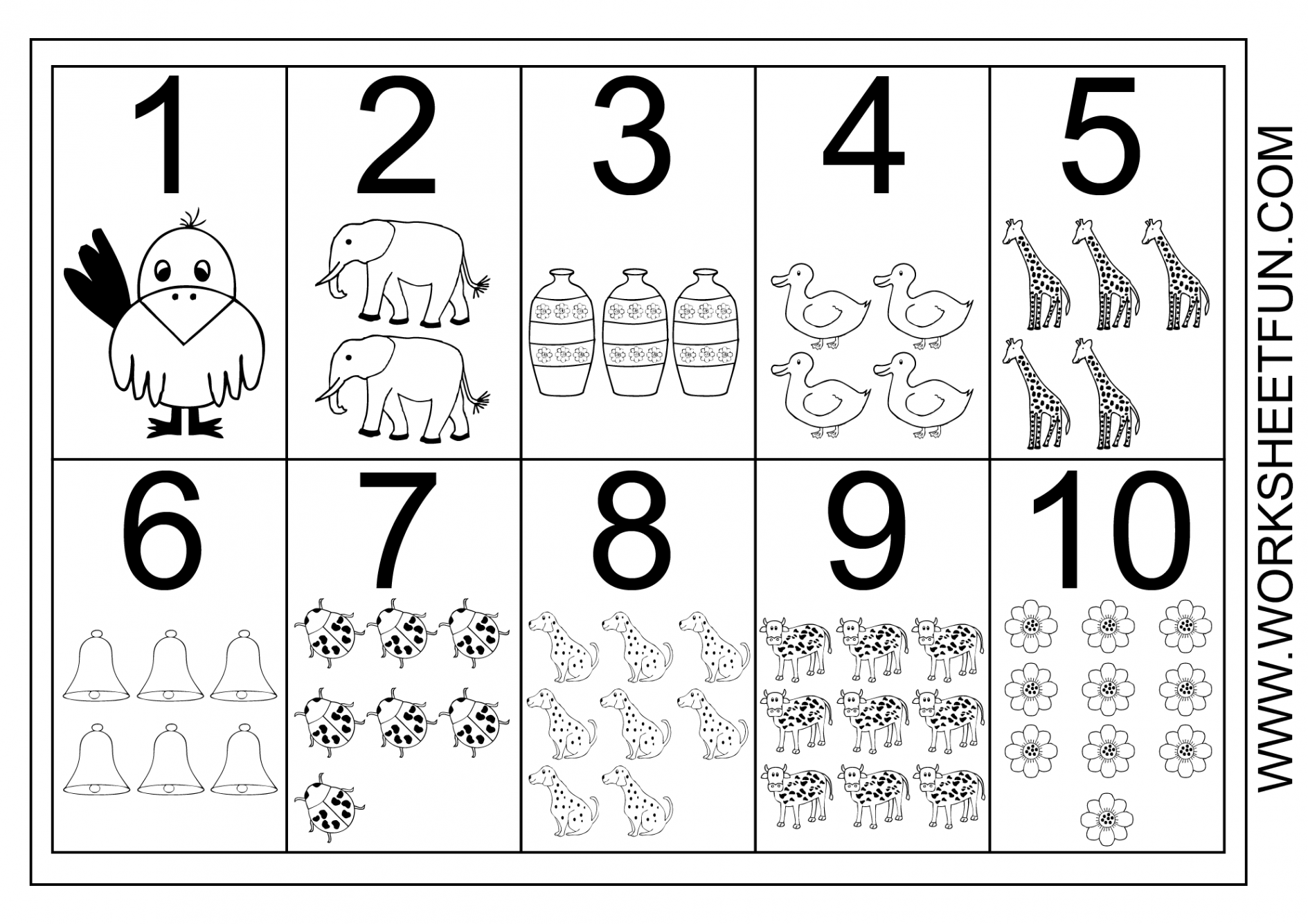 Picture Number Chart -0  Preschool number worksheets, Free