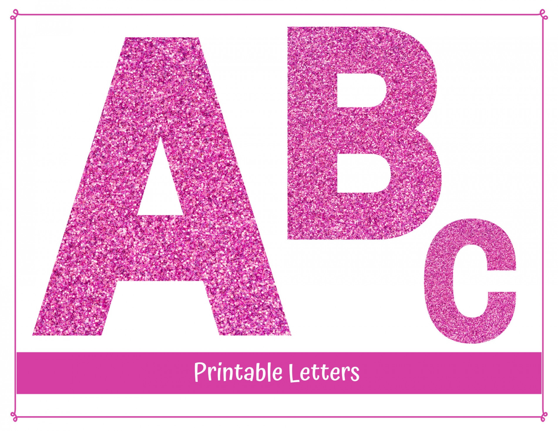 Pink Glitter Alphabet Clip Art Letters A-Z Printable Banner - Etsy