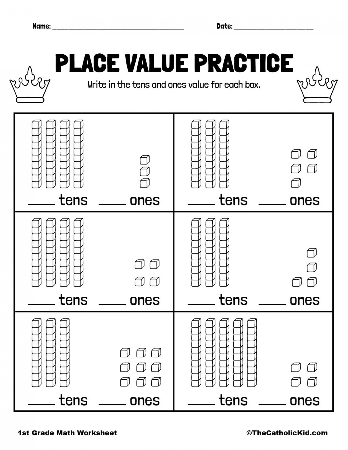 Place Value Worksheet st Grade Math - TheCatholicKid