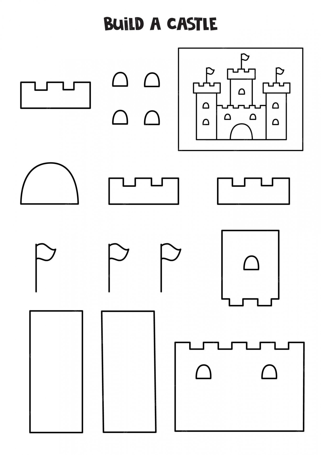 Premium Vector  Build a castle cut and glue parts of picture