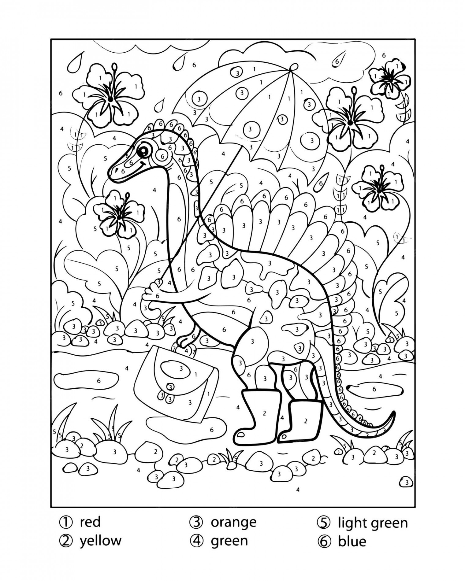 Premium Vector  Dinosaur color by number coloring pages for adults