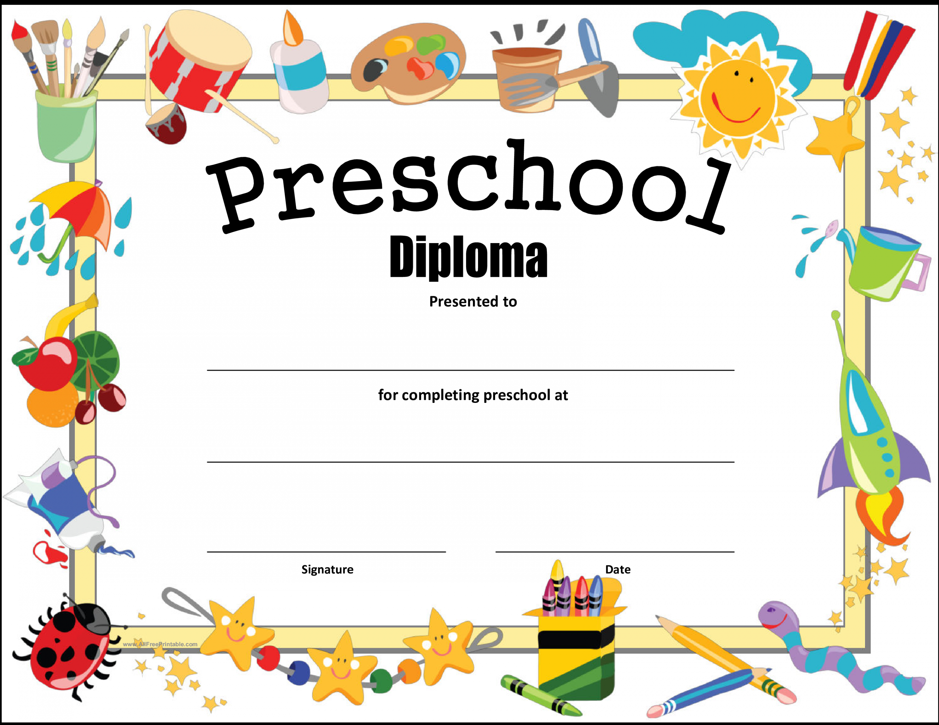 Preschool Diploma Certificate  Templates at allbusinesstemplates