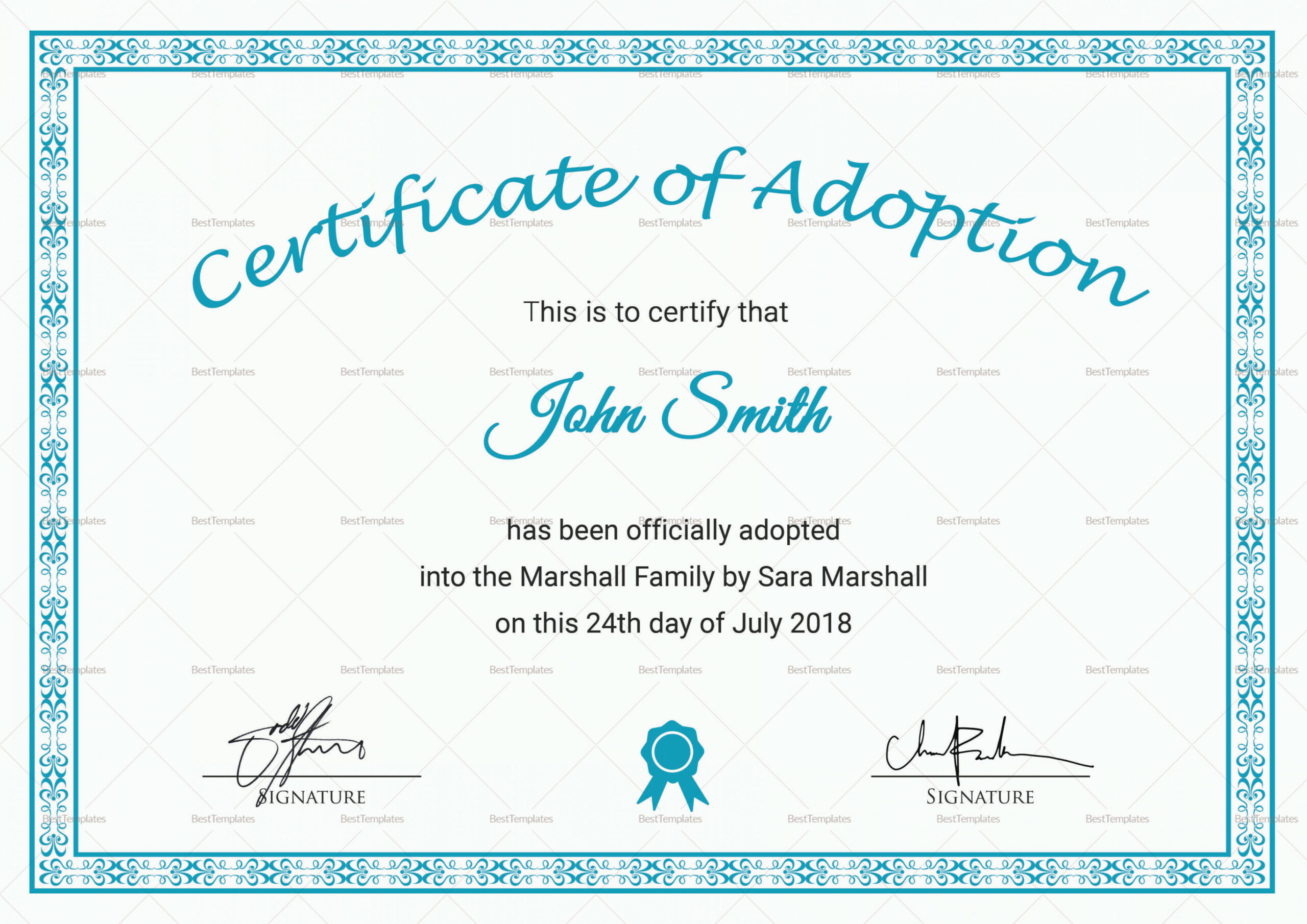 Printable Adoption Certificate Template