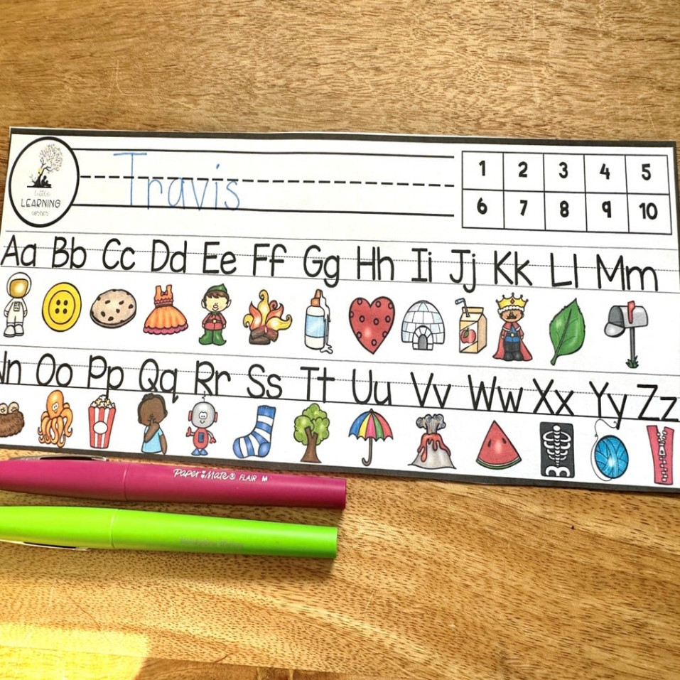 Printable Alphabet Strip for Desk and Tables - Little Learning Corner