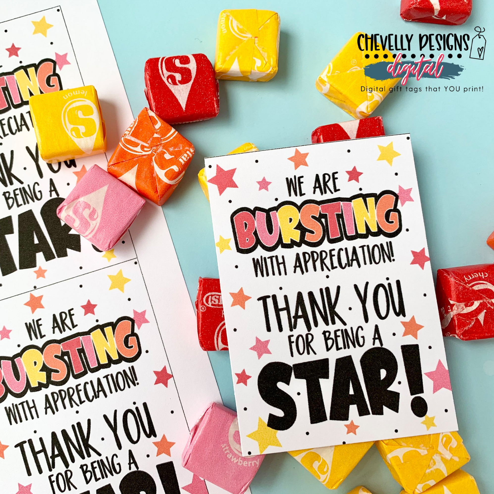 Printable Bursting with Appreciation - Starburst Gift Tags &gt;&gt