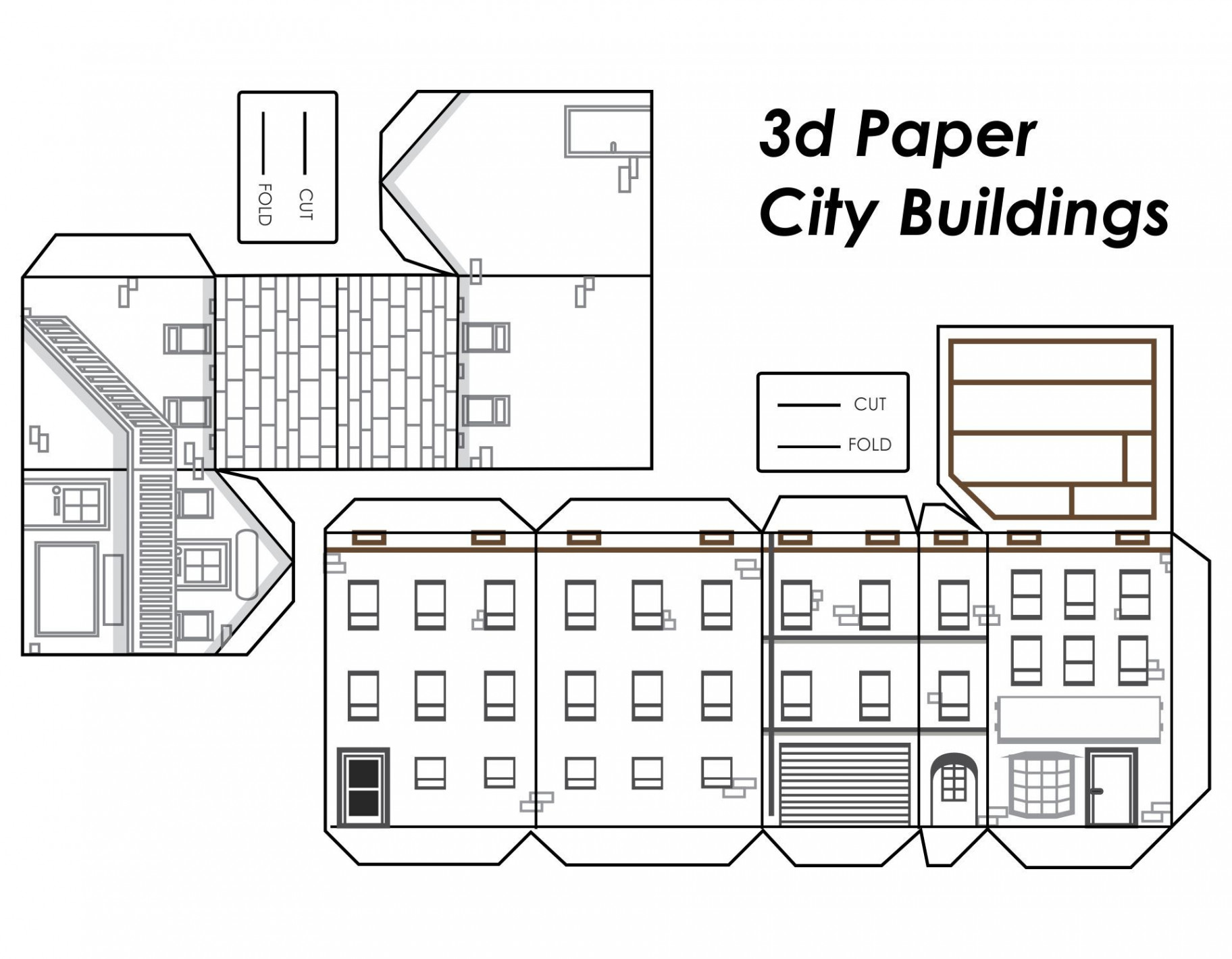 Printable d Paper City Buildings Template  Paper city, Paper