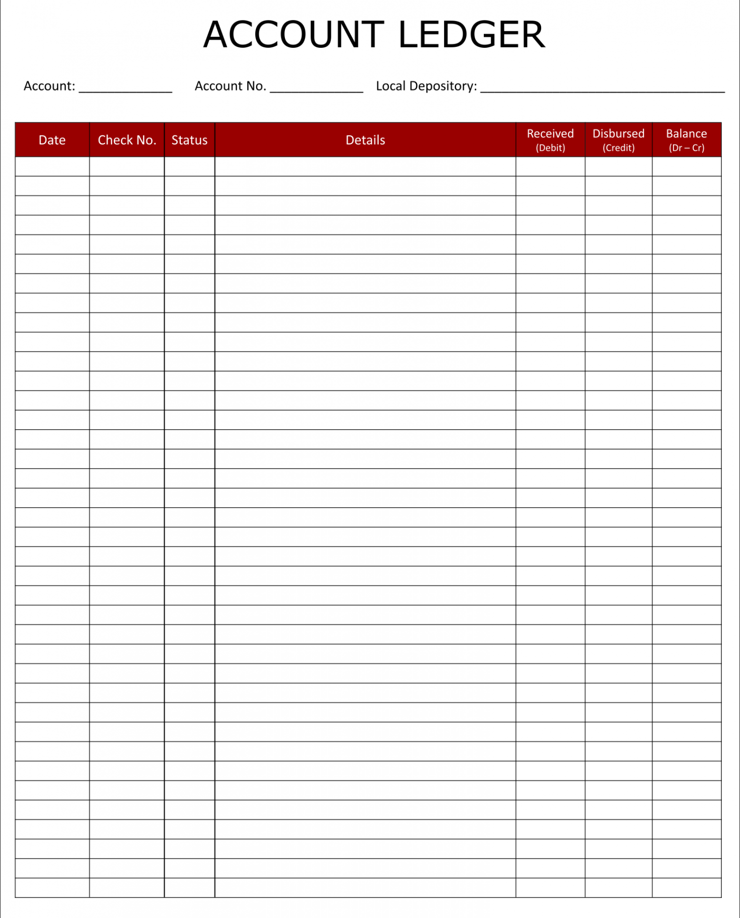 Printable General Ledger Sheet Template  Budget spreadsheet