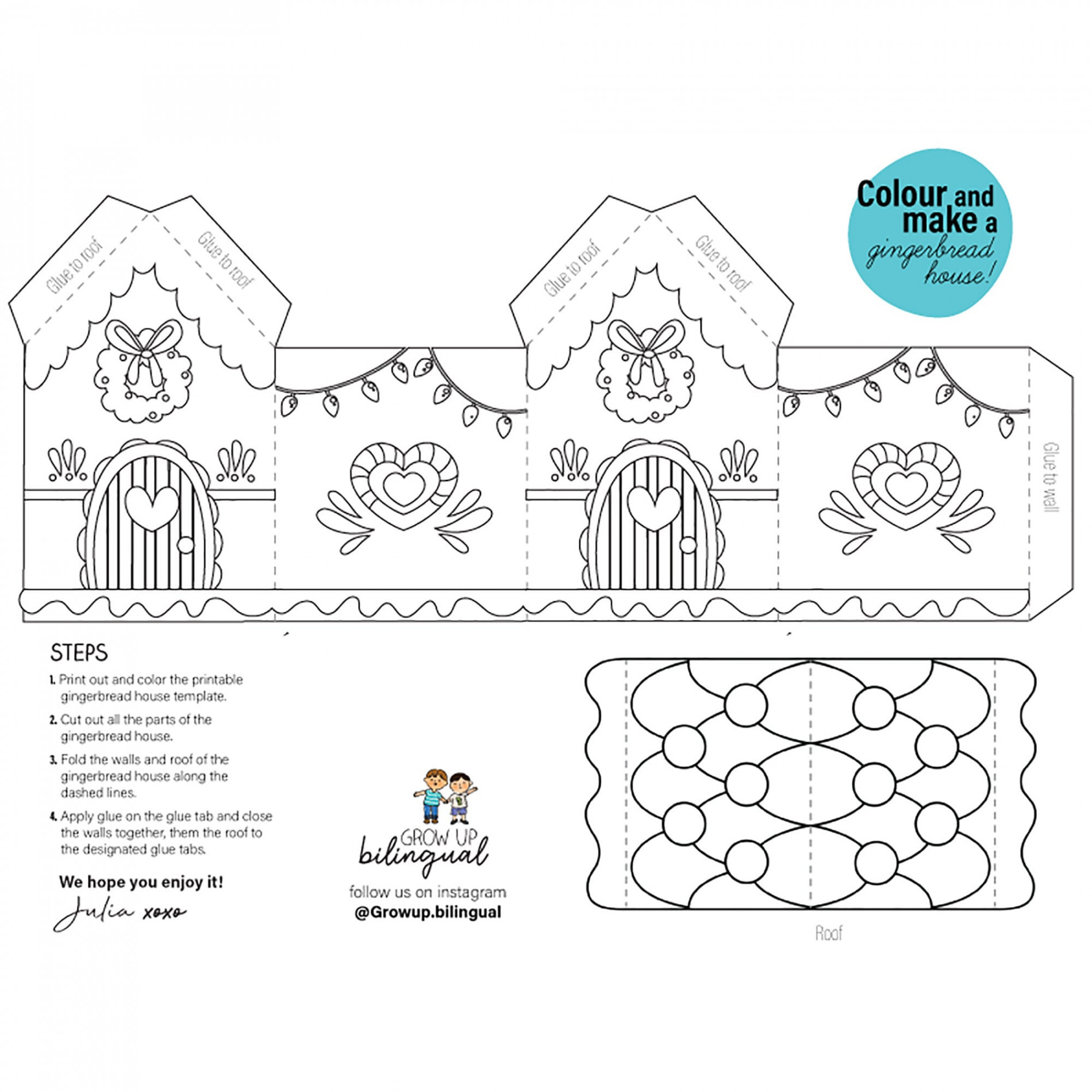 Printable Gingerbread House Template to Colour - Etsy