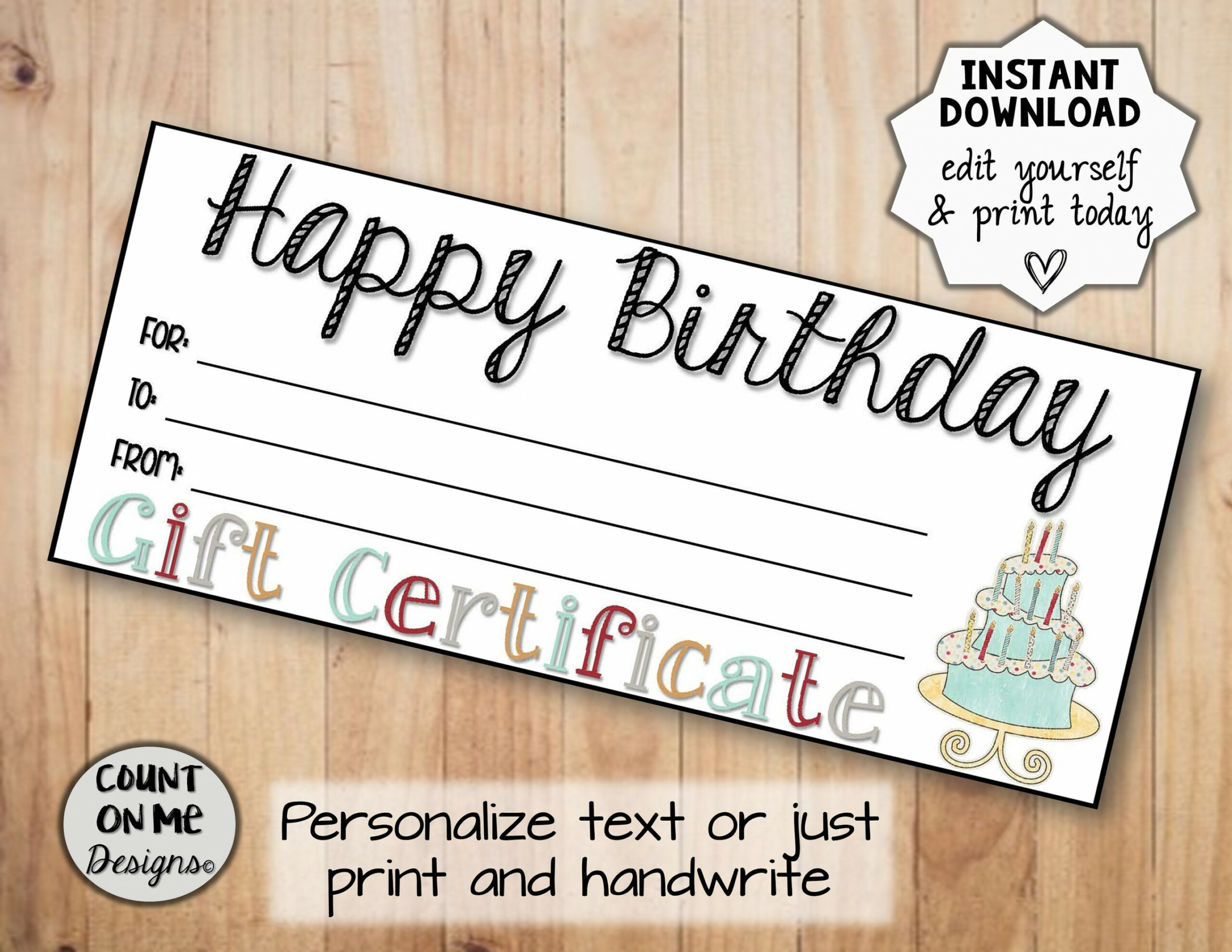 Printable Happy Birthday Gift Certificates