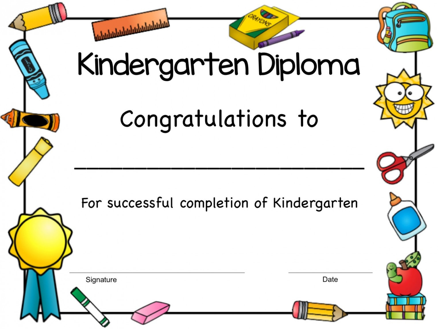 Printable Kindergarten Diploma Kindergarten Graduation - Etsy