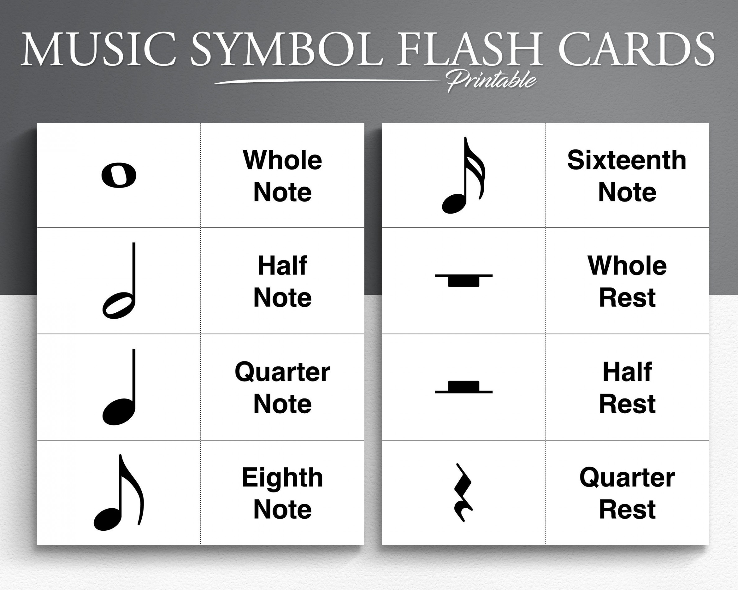 Printable Music Symbol Flash Cards for Learning Music - Etsy