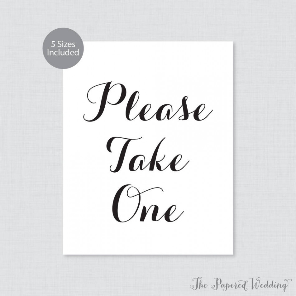 Printable Please Take One Sign Black and White Wedding Sign - Etsy