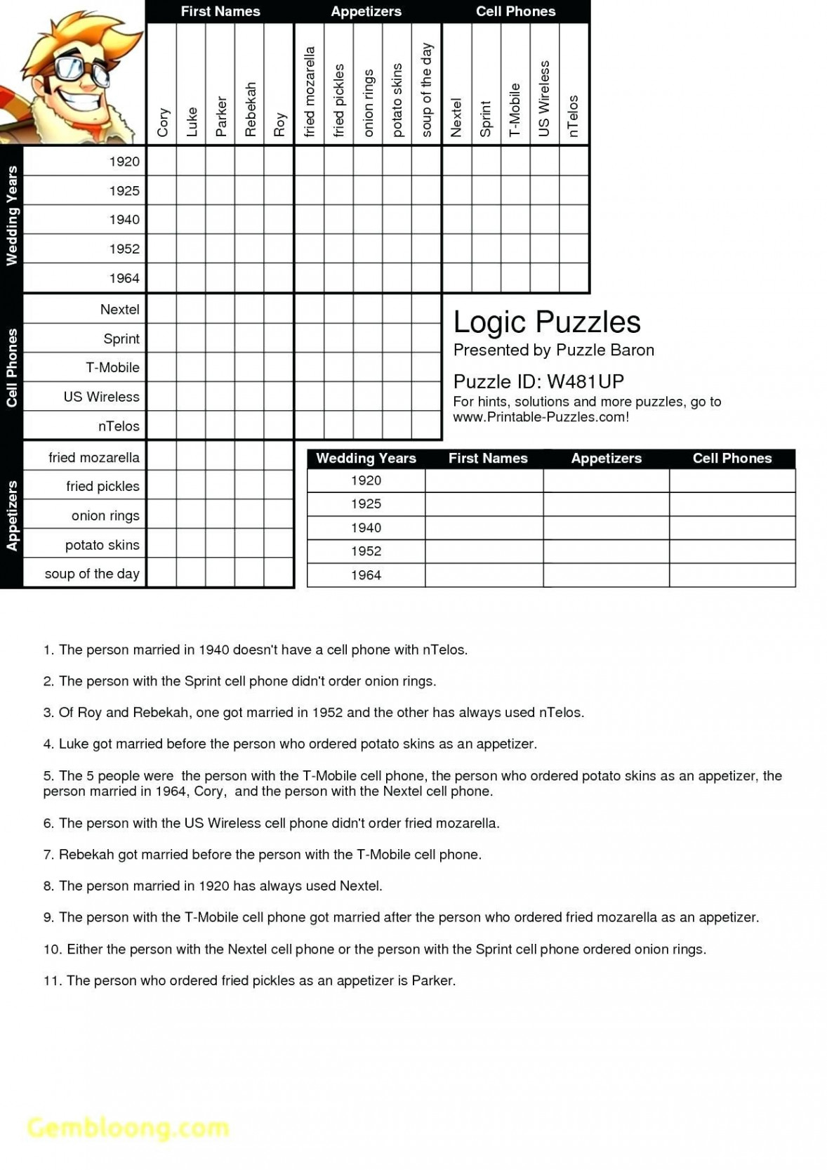 Printable Puzzles Baron  Grid puzzles, Logic puzzles, Printable