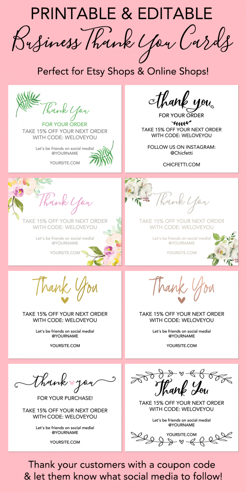 Printable Thank You Cards for Your Business - Print your own thank