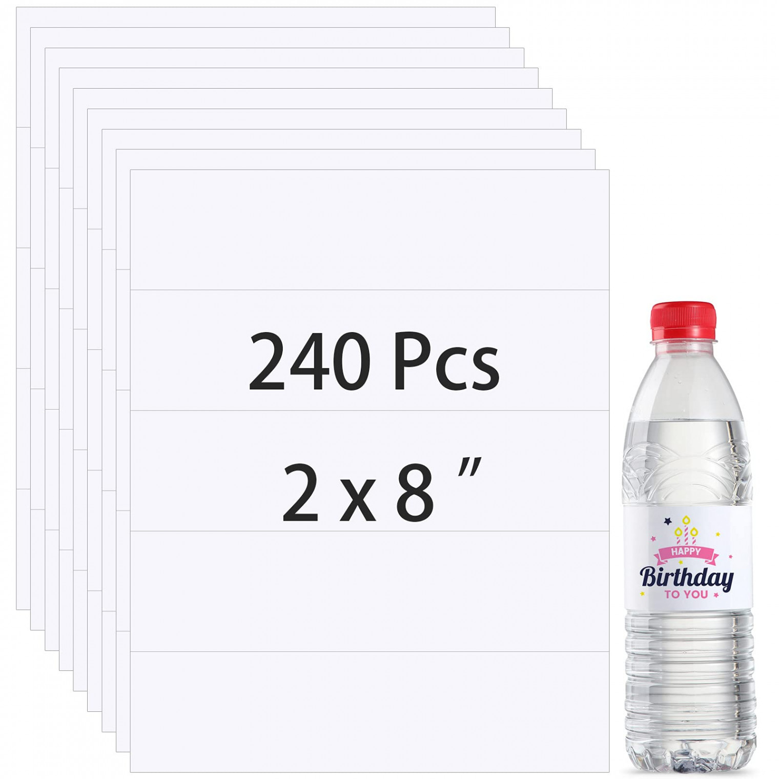 Printable Water Bottle Labels Waterproof Blank Bottle Stickers Adhesive  Personalized Bottle Label Wraparound Rectangle Bottle Label Sticker for  Laser