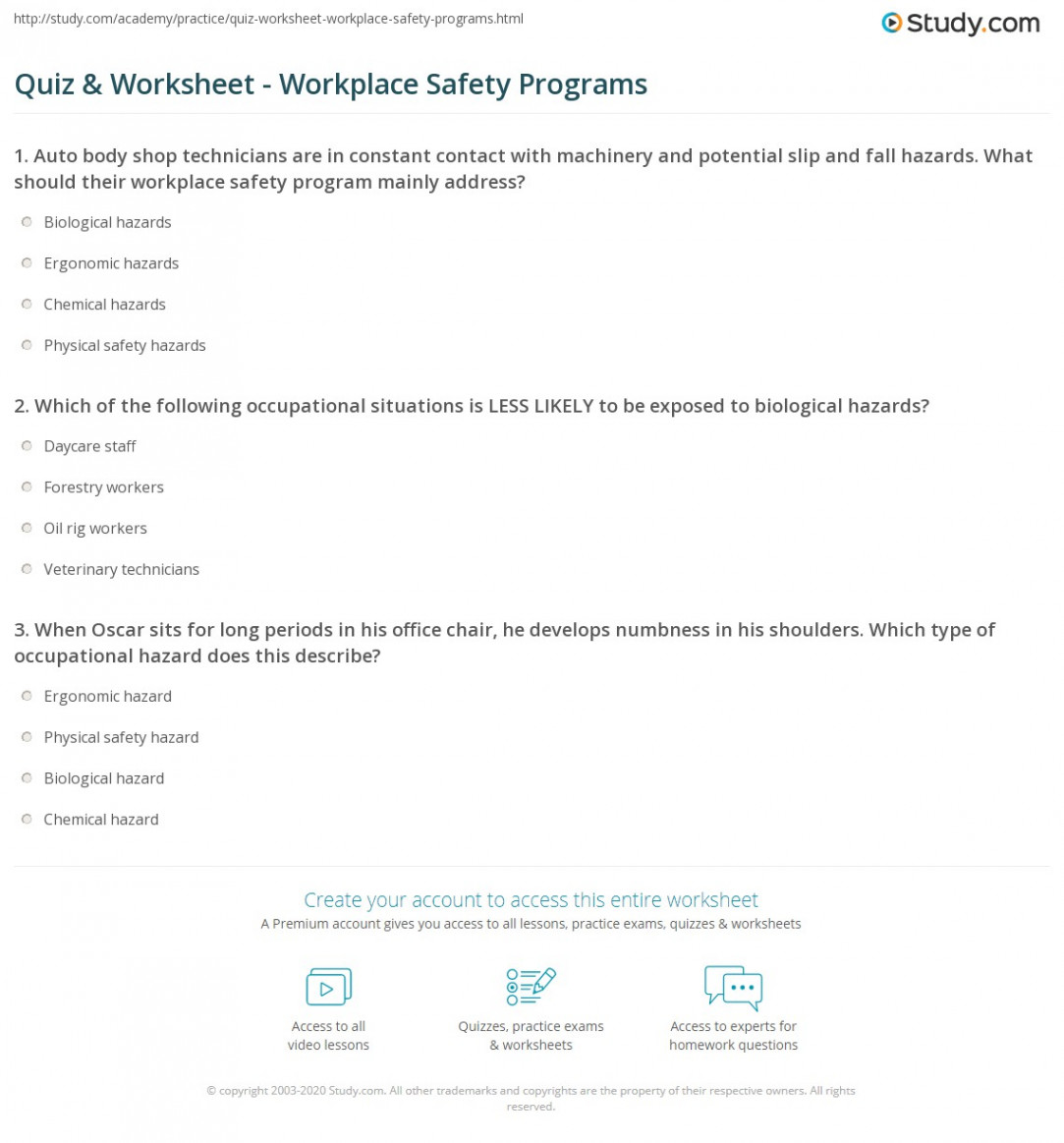 Quiz & Worksheet - Workplace Safety Programs  Study