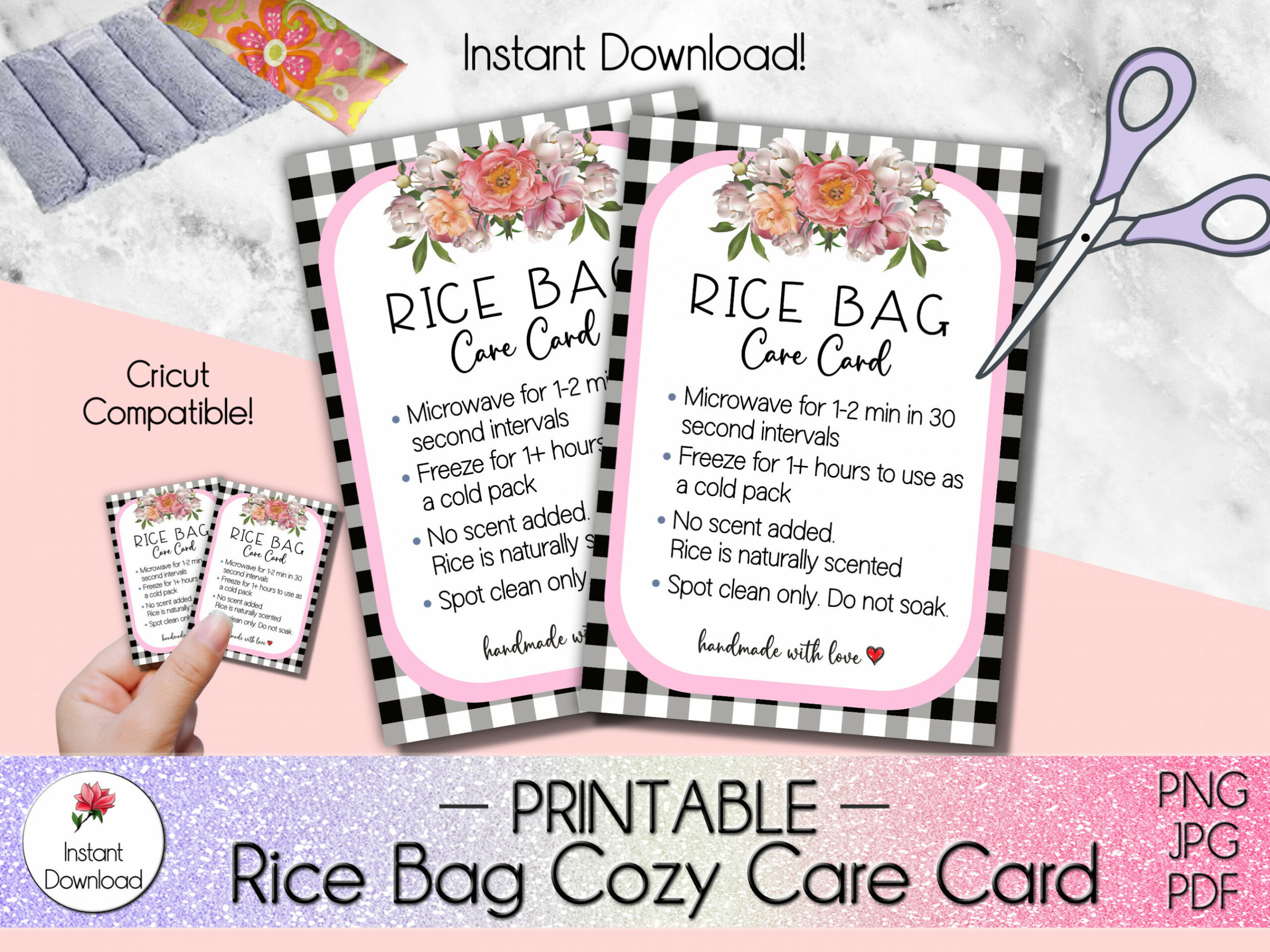 Rice Bag Cozy Care Card Printable Rice Bag Wash Instructions - Etsy