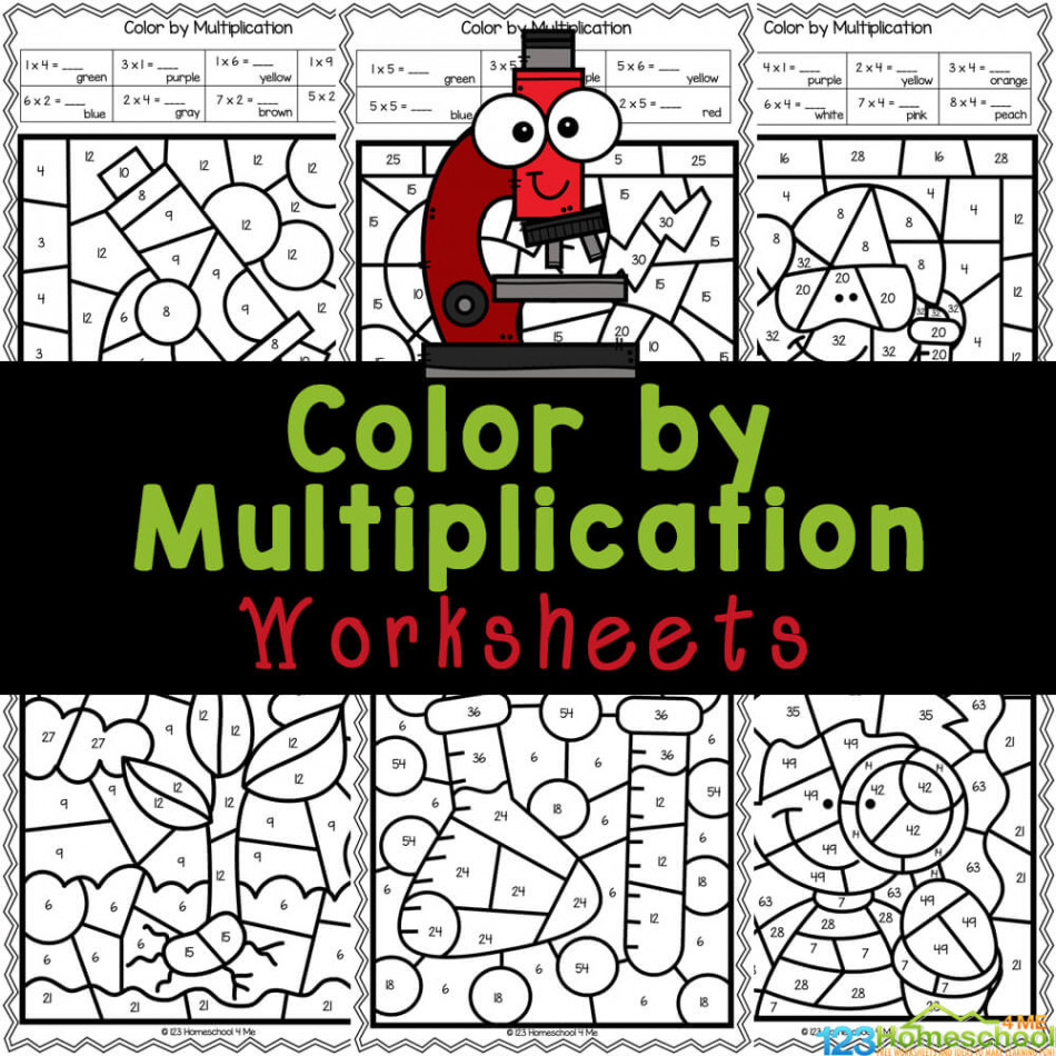 🔬 Science Themed Multiplication Color by Number Worksheets