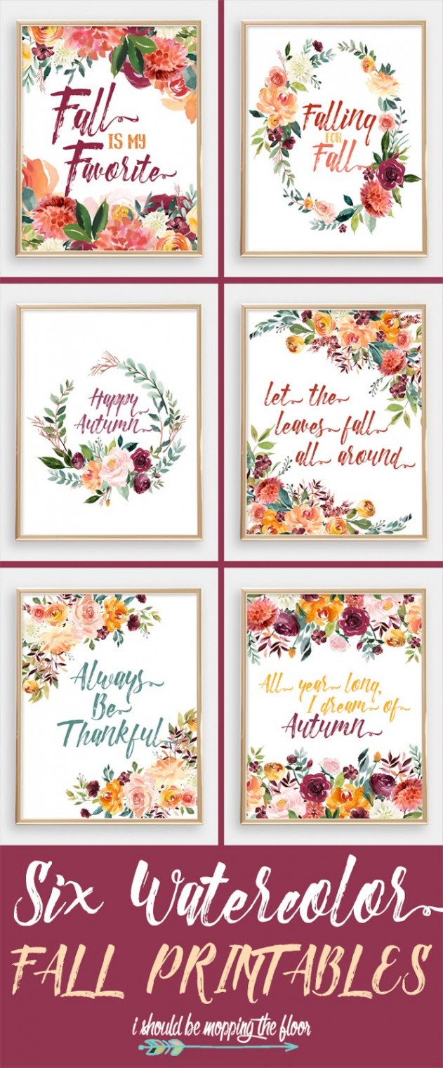 Six Watercolor Fall Printables  i should be mopping the floor